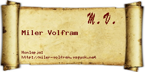 Miler Volfram névjegykártya